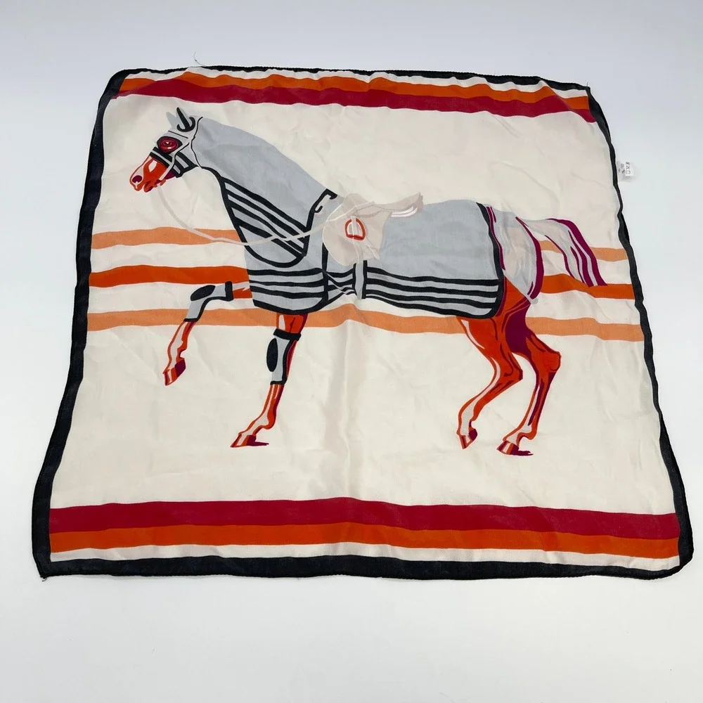 Equestrian Silk Scarf Square Preppy Old Money Heritage Horse English Country